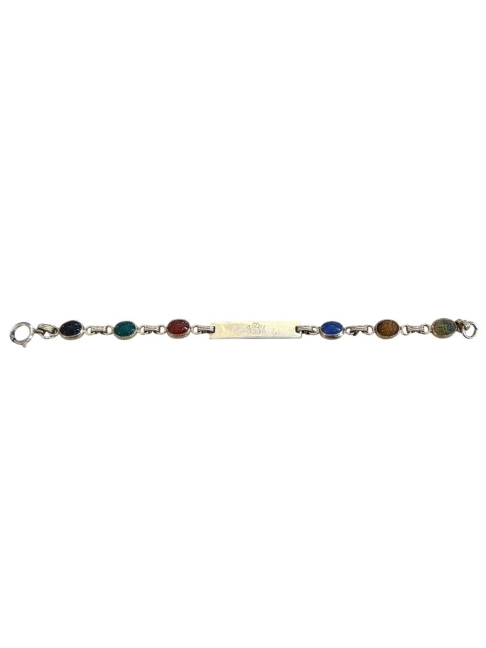 Vintage 1/20 12K Gold-Filled Multi-Stone Scarab Bracelet Engraved Aug 28 1971 9g
